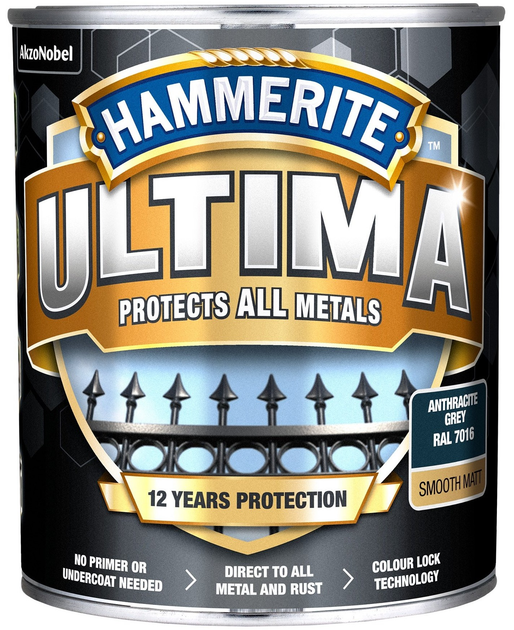 Емаль Hammerite Ultima Matt матова 0.7 л Антрацит (4740182477721) - зображення 1
