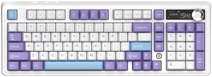 Klawiatura bezprzewodowa Ajazz AK980 Gift Switch V2 USB/Bluetooth Biały/Fioletowy (AK980-GV2-PWB) - obraz 2