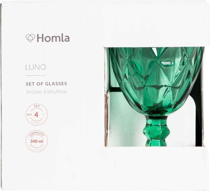 Zestaw kieliszków Homla LUNO do wina zielone 340 ml 4 szt (5906496748189) - obraz 4