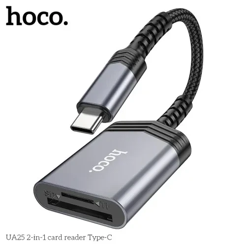 Картрідер HOCO UA25 2-in-1 card reader Type-C Metal gray - Фото 1 Картрідер HOCO UA25 2-in-1 card reader Type-C Metal gray - зображення 1