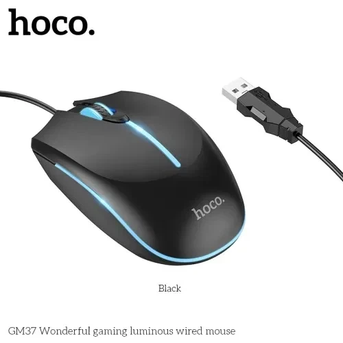 Комп ютерна Миша HOCO GM37 Wonderful gaming luminous wired mouse Black - Фото 1 Комп ютерна Миша HOCO GM37 Wonderful gaming luminous wired mouse Black - изображение 1