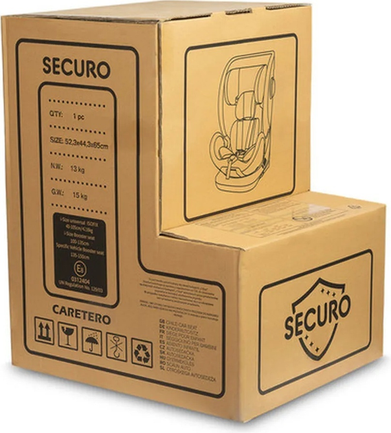 Fotelik samochodowy Caretero Securo I-Size Isofix od 40 cm do 150 cm Jasnoszary TERO-18554 (5903076320469) - obraz 20