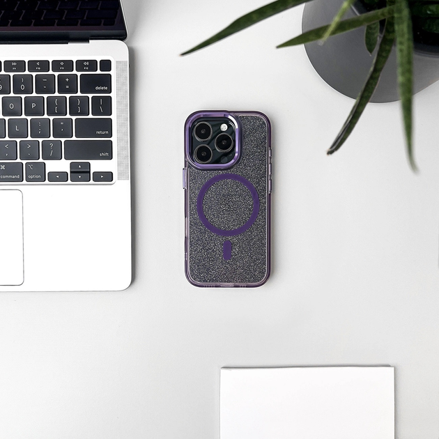 Etui plecki Wozinsky Glitter Case with Mag Safe do Samsung Galaxy S25 Purple (5907769370403) - obraz 6