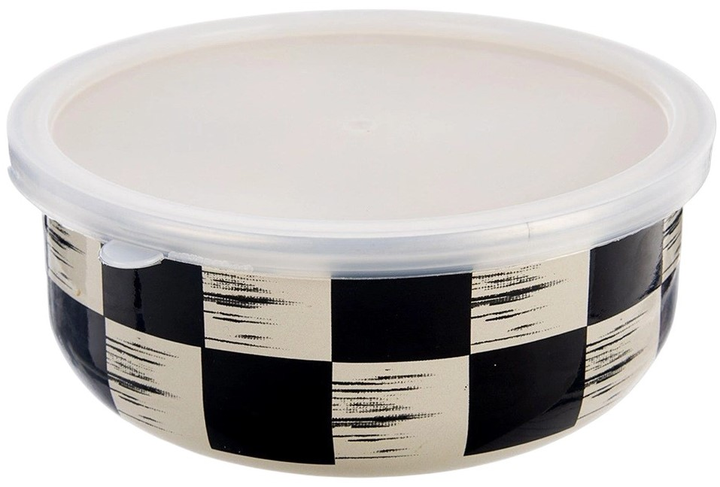 Miska Vilde SZACHOWNICA emaliowana z pokrywką 19 cm 1.5 l (8592381207106) - obraz 1