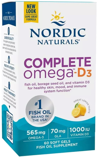 Kwasy tłuszczowe Nordic Naturals Omega-D3 Complex 60 kapsułek żelowych 1000 mg Cytrynowy (768990017780) - obraz 1