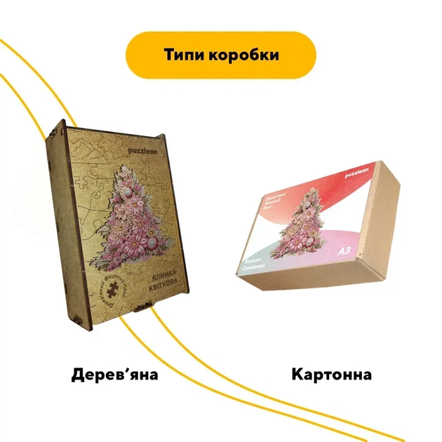Пазл дерев'яний Ялинка Квіткова, А2, 300+ елементів, Дерев’яна коробка - изображение 6