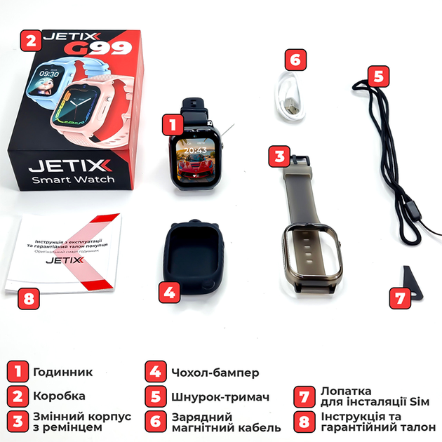 Детские смарт-часы Jetix G99 GPS 4G Black (G99-RA) - Фото 9 Детские смарт-часы Jetix G99 GPS 4G Black (G99-RA) - изображение 9