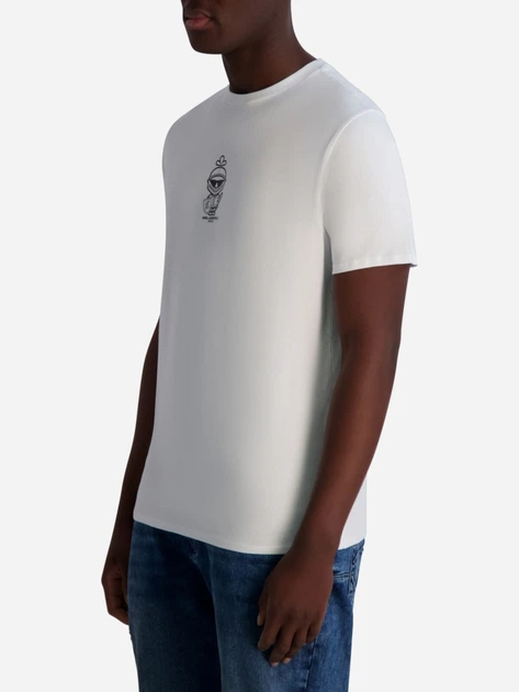 Футболка хлопковая длинная мужская Karl Lagerfeld 266801145 XL Белая с принтом (1159845414) - Фото 4 Футболка хлопковая длинная мужская Karl Lagerfeld 266801145 XL Белая с принтом (1159845414) - изображение 4