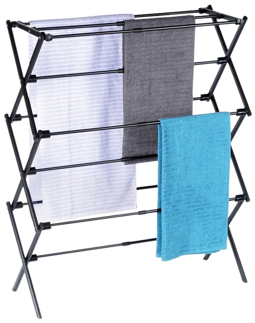Suszarka na pranie Vilde pionowa rozsuwana z metalu czarna 94 cm (5904316472177) - obraz 3