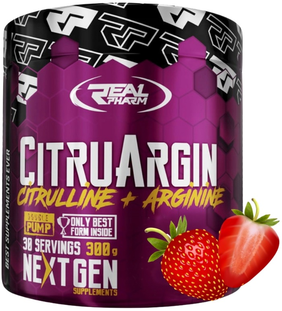 Амінокислота Real Pharm CitruArgin 300 г Полуниця (5902444714824) - зображення 1