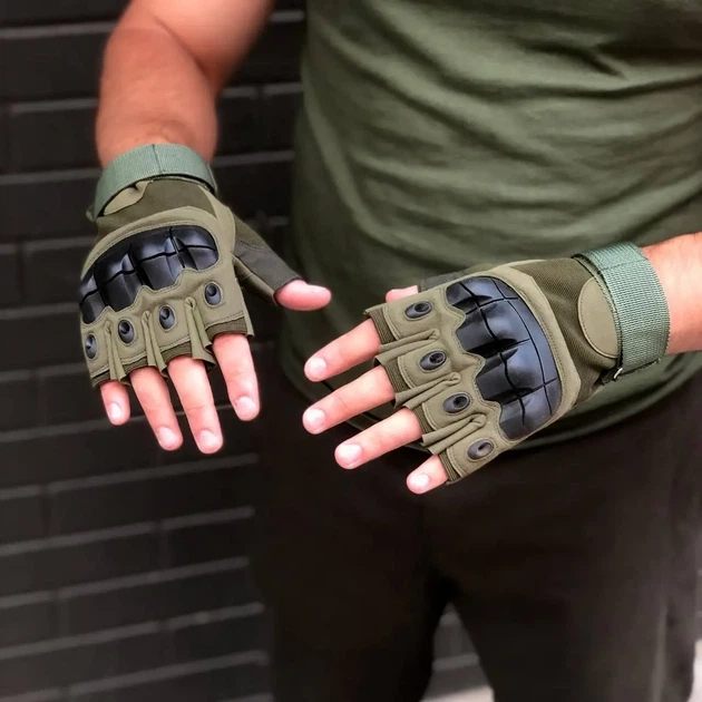 Тактические перчатки беспалые Combat Tac Хаки L - изображение 4