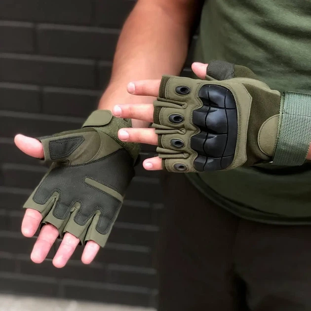 Тактические перчатки беспалые Combat Tac Хаки L - изображение 10