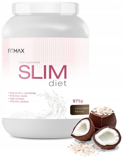 Коктейль для схуднення FitMax Slim Diet 975 г Шоколадно-кокосовий (5907776170096) - зображення 1