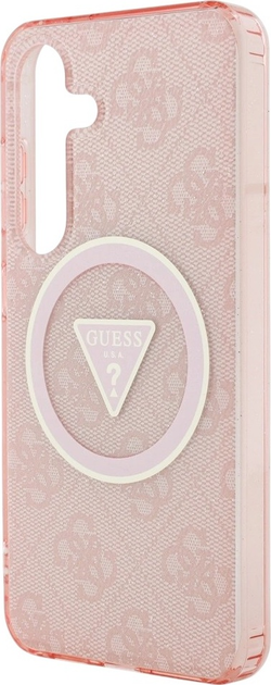 Панель Guess 4G Glitter Triangle Buttons MagSafe для Samsung Galaxy S25 Pink (3666339449612) - зображення 6