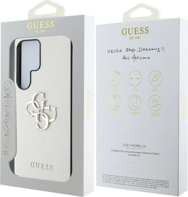 Панель Guess Grained Big 4G Logo Small Classic Logo для Samsung Galaxy S25 Ultra Beige (3666339449162) - зображення 8