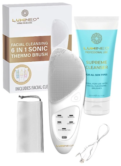 Szczoteczka do twarzy Lumineo Sonic perłowa + żel do wszystkich rodzajów skóry (5904726872734) - obraz 5