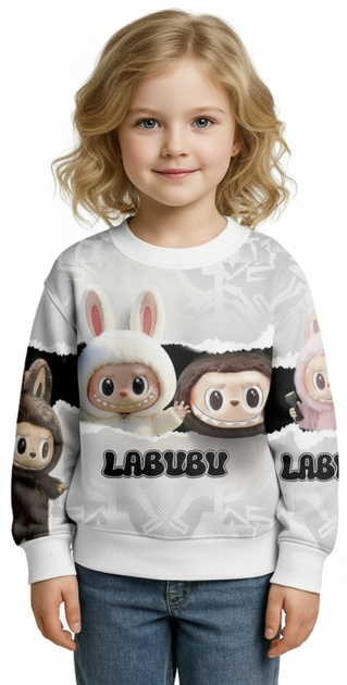 Свитшот детский для девочки Labubu 1, стильный свитшот Лабубу с принтом персонажа (размер S 122) - Фото 1 Свитшот детский для девочки Labubu 1, стильный свитшот Лабубу с принтом персонажа (размер S 122) - изображение 1