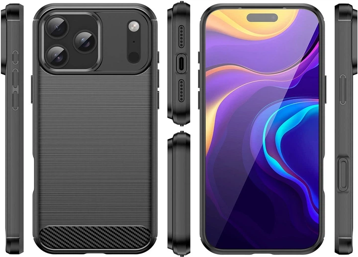 Etui plecki Hurtel Carbon Case do Apple iPhone 17 Pro Black (5907769379543) - obraz 2