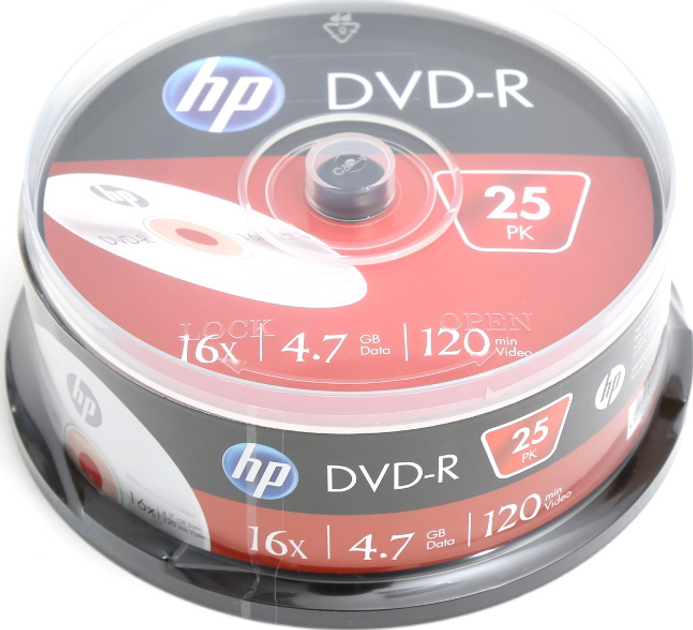 Диски HP DVD-R 4.7GB 16x Cake 25 шт. (HP1625-) - зображення 1