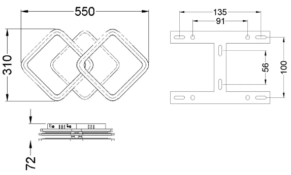 Светодиодная люстра Esllse MOKA 3S 62W 550x310x72мм белая - изображение 6