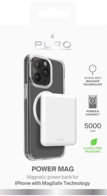 Powerbank Puro Slim Power Mag 5000mAh 15W White (8018417466823) - obraz 2