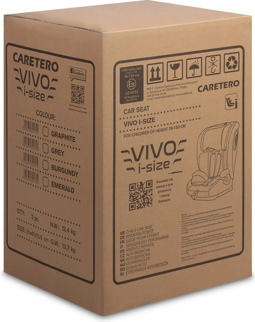 Fotelik samochodowy Caretero Vivo I-Size Isofix od 76 cm do 150 cm Szmaragdowy TERO-2053 (5903076321732) - obraz 7