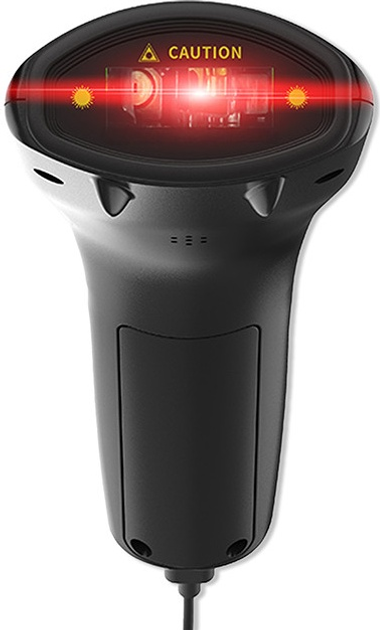 Skaner kodów kreskowych Qoltec 1D USB + stojak na skaner Czarny (5901878508528) - obraz 2