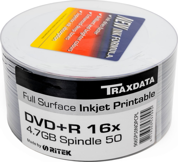 Диски Traxdata DVD+R 4.7GB 16X Printable 50 шт. (TRDPW50+) - зображення 1
