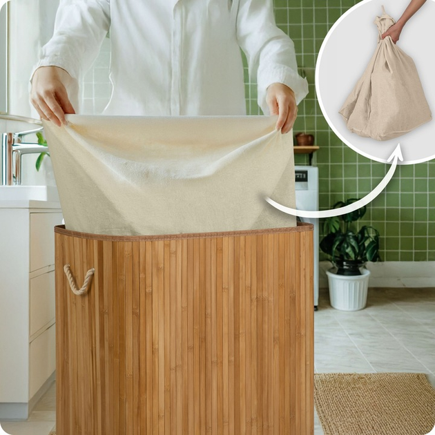 Bambusowy kosz na pranie Massido 100 l (5903890625108) - obraz 8