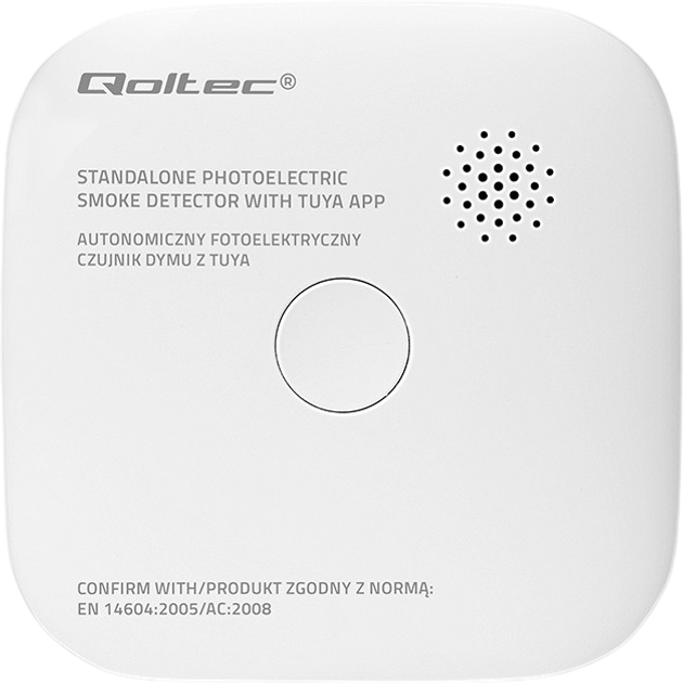 Датчик диму Qoltec з батареєю Tuya Wi-Fi 85 дБ LED (5901878525792) - зображення 1