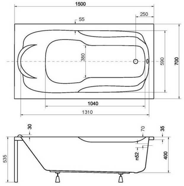 Wanna akrylowa Besco Bona 150 cm (WAB-150-PK) - obraz 2