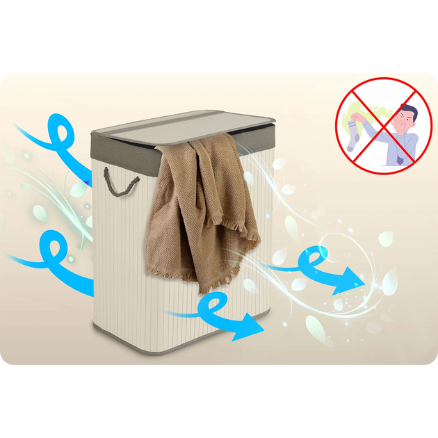 Bambusowy kosz na pranie Massido szary 100 l (5903890625122) - obraz 7