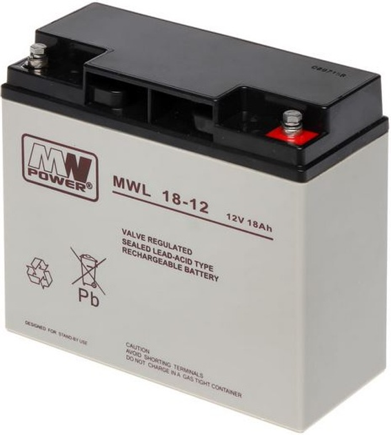 Akumulator MW Power VRLA AGM MWL 18-12 12V 18 Ah (5901885207506) - obraz 1
