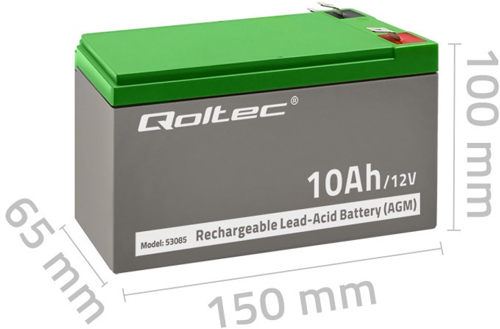 Akumulator Qoltec AGM 12 V 10 Ah (5901878530857) - obraz 5