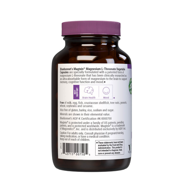L-Треонат Магния, Magnesium L-Threonate, Bluebonnet Nutrition, 90 вегетарианских капсул (BLB-00750) - изображение 3