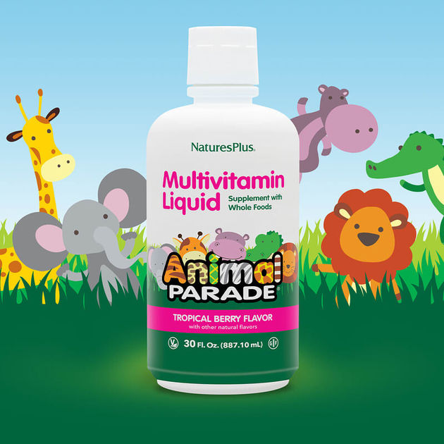 Nature's Plus, Source of Life, Animal Parade, рідкі мультивітаміни для дітей, смак натуральних тропічних ягід, 887,10 мл (NAP-29951) - зображення 3