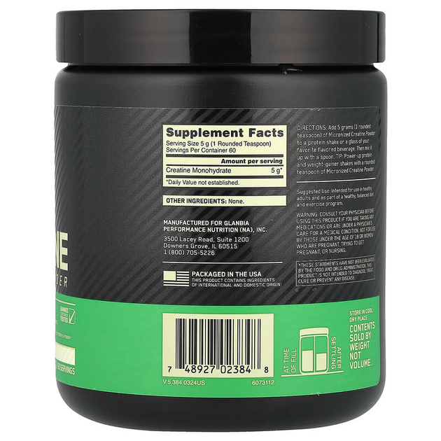 Optimum Nutrition, микронизированный креатин в порошке, нейтральный вкус, 300 г (OPN-02384) - изображение 2