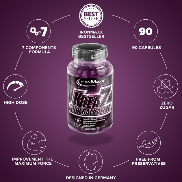 IronMaxx, Krea7 Superalkaline, 90 таблеток (815203) - зображення 4