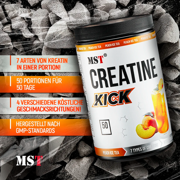 MST Nutrition, Креатин, Creatine Kick, (7 креатинов в 1), вкус персиковый чай со льдом, 500 г (MST-00298) - изображение 5