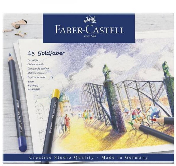 Набір кольорових олівців Faber-Castell Goldfaber в металевому пеналі 48 шт (4005401147480) - зображення 3