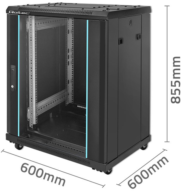 Szafa serwerowa Qoltec RACK 19" 15U 600 x 855 x 600 mm (5901878545189) - obraz 8