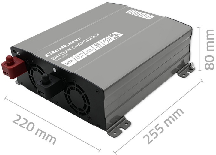 Зарядний пристрій Qoltec Monolith для акумуляторів LiFePO4 AGM GEL SLA 80 А 12 В (5901878519180) - зображення 6