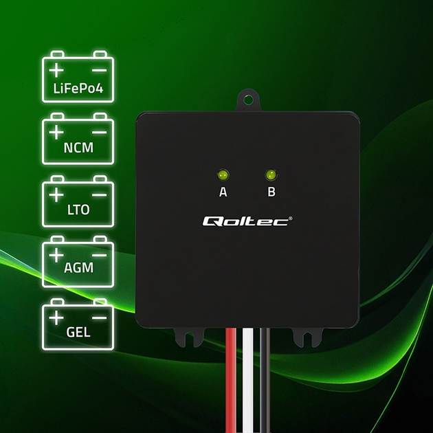 Балансир напруги Qoltec 24 В для акумуляторів 2 x 12 В LiFePO4, AGM, GEL (5901878510972) - зображення 6