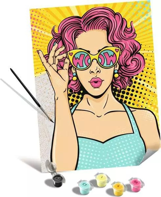 Malowanie po numerach Ravensburger CreArt Pop Art Collection Kobieta w okularach 30 x 40 cm (4005556258574) - obraz 3