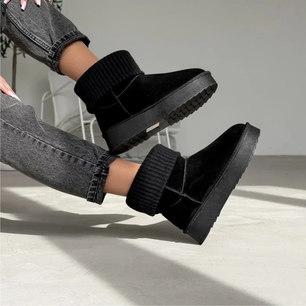 Женские угги натуральная замша с носочком Gifanni 37 Black