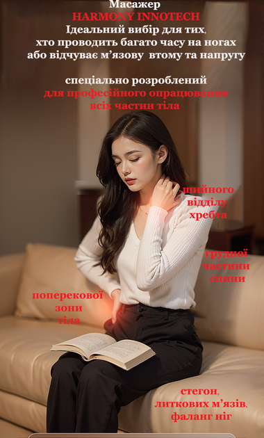 Универсальный массажер для шеи, спины и ног с прогреванием, вибрациями и двумя пультами Harmony InnoTech - Фото 3 Универсальный массажер для шеи, спины и ног с прогреванием, вибрациями и двумя пультами Harmony InnoTech - изображение 3