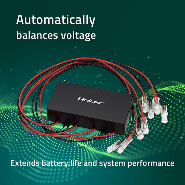 Balanser napięcia Qoltec 48 V do akumulatorów 4 x 12 V LiFePO4, AGM, GEL (5901878510989) - obraz 5