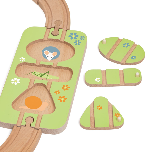 Drewniana kolejka tory Classic World Kolejka Tor Drewniany Pociąg + Sorter Kształtów 40 el. (6927049056185) - obraz 4