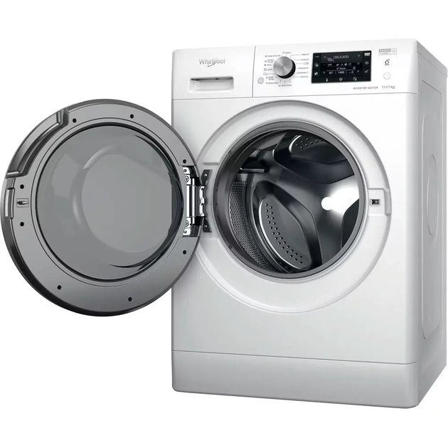 Whirlpool Прально-сушильна машина фронтальна, 11(7)кг, 1600, A, 60см, дисплей, пара, інвертор, білий - зображення 3