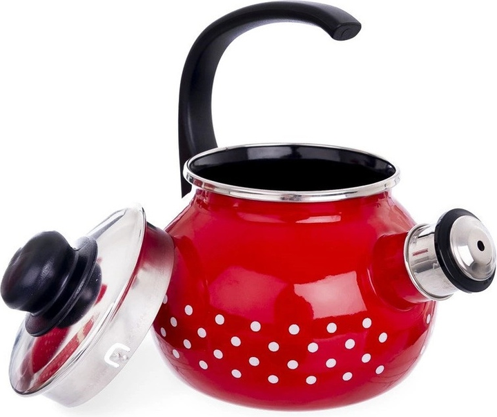 Czajnik Orion Tecka z gwizdkiem emaliowany Czerwony w grochy 1.75 l (8592381160326) - obraz 2